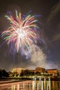 Fireworks over the philadelphia art musuem Royalty Free Stock Photo