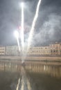 Fireworks over the river at Pisa Royalty Free Stock Photo