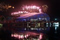 Fireworks over the stadium Fish Royalty Free Stock Photo