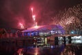 Fireworks over the stadium Fish Royalty Free Stock Photo