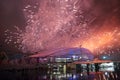 Fireworks over the stadium Fish Royalty Free Stock Photo