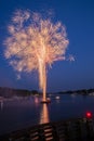 Fireworks over the water Royalty Free Stock Photo