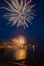 Fireworks over the water Royalty Free Stock Photo