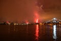 Fireworks Over Water San Diego, California Midway Royalty Free Stock Photo