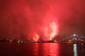 Fireworks Over Water San Diego, California Midway Royalty Free Stock Photo