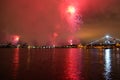 Fireworks Over Water San Diego, California Midway Royalty Free Stock Photo