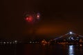 Fireworks Over Water San Diego, California Midway Royalty Free Stock Photo