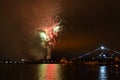 Fireworks Over Water San Diego, California Midway Royalty Free Stock Photo