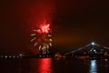 Fireworks Over Water San Diego, California Midway Royalty Free Stock Photo