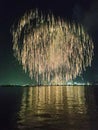 fireworks party over the river is so beautiful Royalty Free Stock Photo