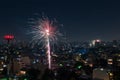 Fireworks from a terrace on New Year`s Eve