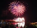 Fireworks in port of Lampedusa Royalty Free Stock Photo