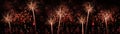 Fireworks pyrotechnics celebration party event festival holiday or New Year background panorama - Red firework on dark night sky Royalty Free Stock Photo