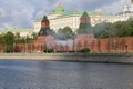 Fireworks. Rehearsal of military parade. Moscow, Russia Royalty Free Stock Photo