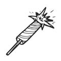 fireworks rocket doodle icon, vector illustration sketch