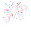 Fireworks rocket explodes in colored stars. Design element on isolated white background. Abstract vector illustration. Royalty Free Stock Photo