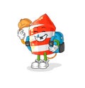 Fireworks rocket goes to school vector. cartoon character Royalty Free Stock Photo