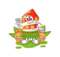 Fireworks rocket hawaiian waving character. cartoon mascot vector Royalty Free Stock Photo