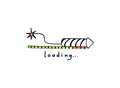 Fireworks rocket loading bar. Colored doodle download bar drawn striped firecracker with pointed tip. Vector Hand-drawn