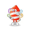 Fireworks rocket with wristwatch cartoon. cartoon mascot vector Royalty Free Stock Photo