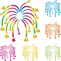 Fireworks, rockets, explosion, template, set, design