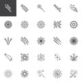 Fireworks rockets line icons set Royalty Free Stock Photo