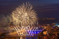 Fireworks in Rouen at a summer night Royalty Free Stock Photo
