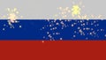 Fireworks on Russian dark flag concept