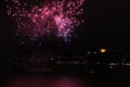 Fireworks on the Saint Lawrence River in front of Quebec City Royalty Free Stock Photo