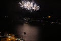 Fireworks on the Saint Lawrence River in front of Quebec City Royalty Free Stock Photo