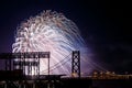 Fireworks at San Francisco-Oakland Bay Bridge Royalty Free Stock Photo