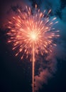 fireworks are seen in the night sky with a blue background and stars with smokes Royalty Free Stock Photo