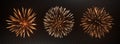 Fireworks set. Glittering firework bursts. Explosive pyrotechnic celebrations with sparkling effects. Bright firework explosions Royalty Free Stock Photo