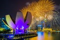 Fireworks of SG50 celebrations in Marina Bay, Singapore.