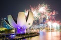 Fireworks of SG50 celebrations in Singapore city, Singapore