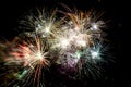 Fireworks show isolated on black background Royalty Free Stock Photo