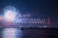 Fireworks show in Istanbul Bosphorus. Turkey. Royalty Free Stock Photo