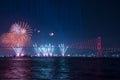 Fireworks show in Istanbul Bosphorus. Turkey. Royalty Free Stock Photo