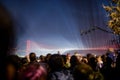 Fireworks show over the Bosporus Bridge