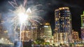 Fireworks show over charlotte skyline post baseball game