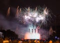 Fireworks show at Plaza de Espana Royalty Free Stock Photo