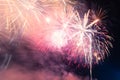 Fireworks show. 4th July or happy new year background photo Royalty Free Stock Photo