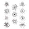 Fireworks silhouette black collection. Holiday and party celebration explosion, festival or carnival firecracker. Burst