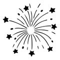 Fireworks. Silhouette. Flashes of multi-colored sparks from pyrotechnics. Exploding fireworks Royalty Free Stock Photo