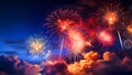 Fireworks in the sky. Australia Day 26th January Celebration concept