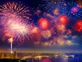 Fireworks in the sky. Australia Day 26th January Celebration concept