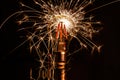 Fireworks sparkler showing through LED light bulb Royalty Free Stock Photo