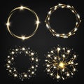 Fireworks sparkles in circles 3d realistic vector Royalty Free Stock Photo