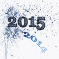 Fireworks and stars Happy New Year 2015 Royalty Free Stock Photo