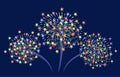 Fireworks with stars and sparks.Brightly Colorful Fireworks on twilight background. Vector illustration Royalty Free Stock Photo